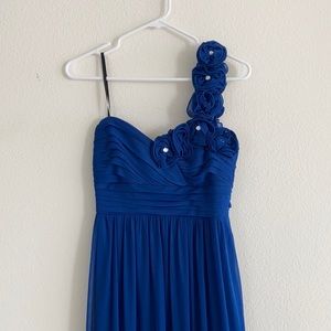 City Triangles Blue Flower shoulder Chiffon Dress